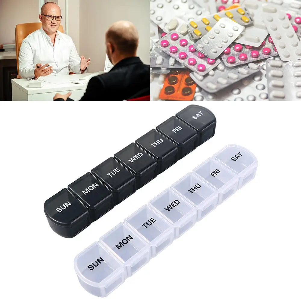 Container Tablet Splitters 7 Compartments Plastic Travel Pill Case Mini Dispensers Medicine Boxes 7 Days Pill Storage Box