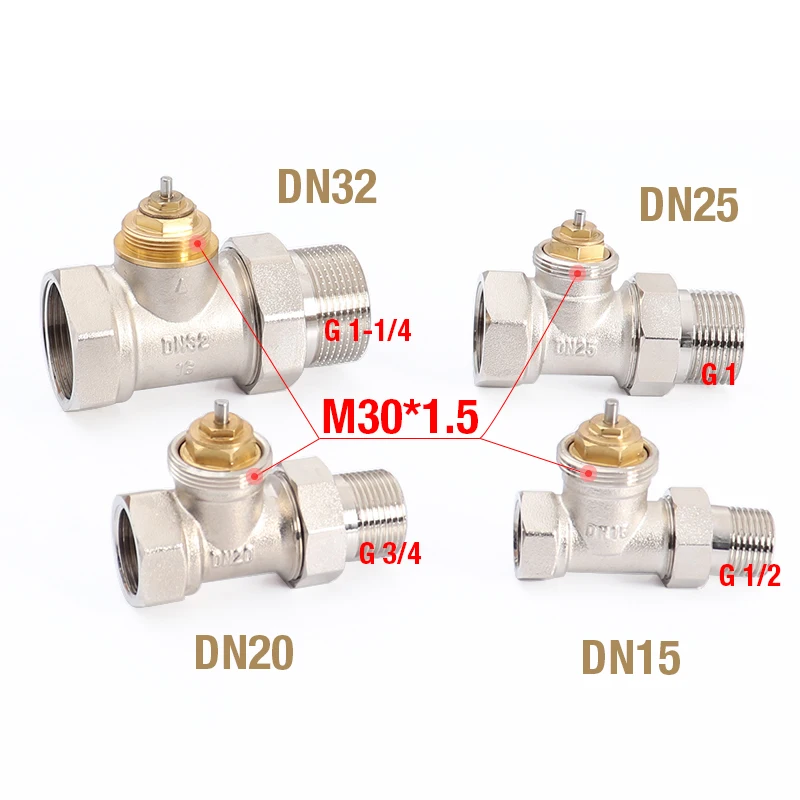 Válvula de Bronze do Radiador em Linha Reta sem Cabeça Termostática para o Sistema da Atac Dn15 Dn20 Dn25 Dn32 Válvula Controlador Temperatura