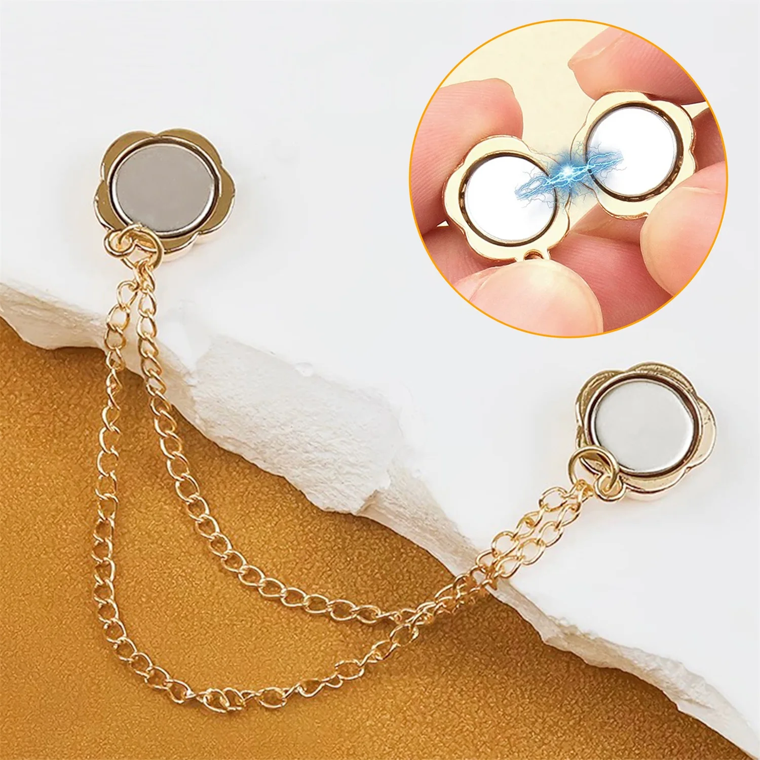 8PCS Magnetic Clothing Clips Silver Different Styles Hanging Decoration Strength Buttons Hem Clips for Cinch T-Shirt Pants Hems 4