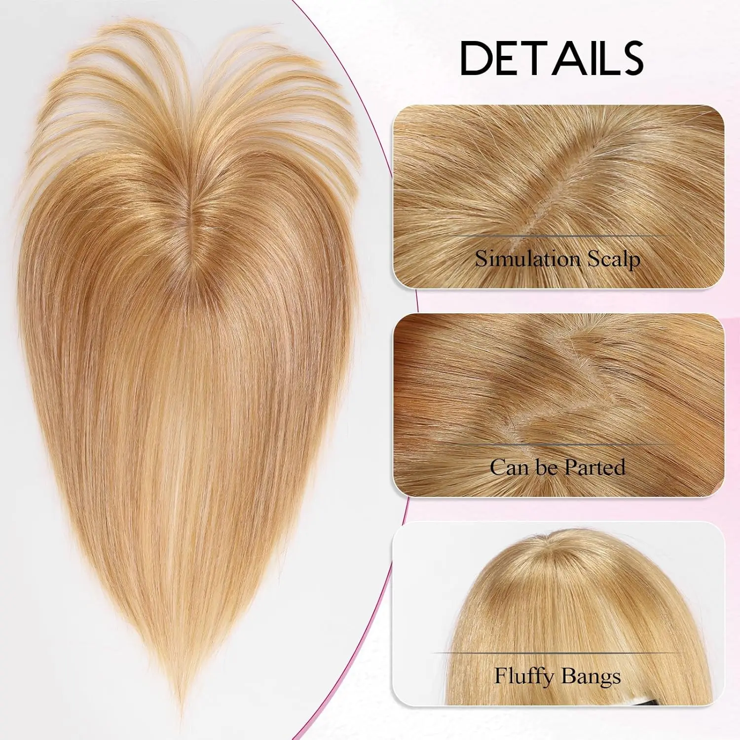 Human Hair Clip-In Bangs Blonde 10 Inch Light Brown Natural Full Coverage 10 Inch Clip in Blonde Bangs 100% Human Hair Bangs with 3  main image 2