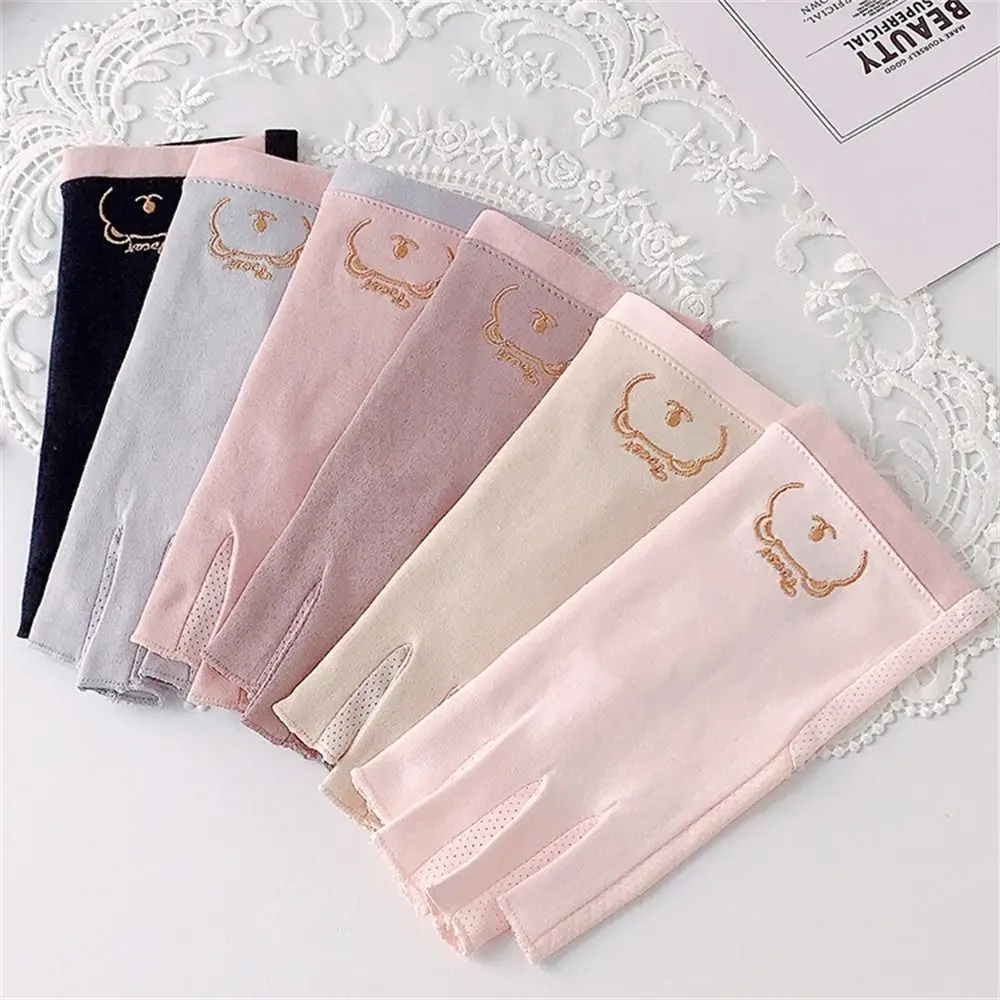 

Elastic Sun Protection Gloves Cute Short Thin Cotton Gloves Fingerless Sunscreen Gloves Summer Spring