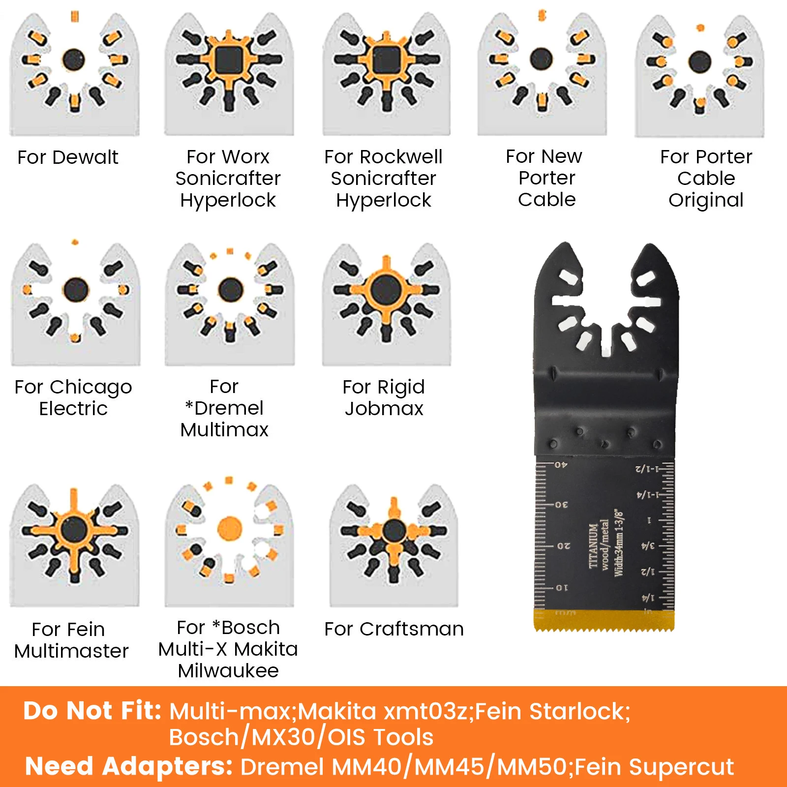 Premium Titanium Oscillating Saw Blades for Wood and Metal - Multi-Size Pack