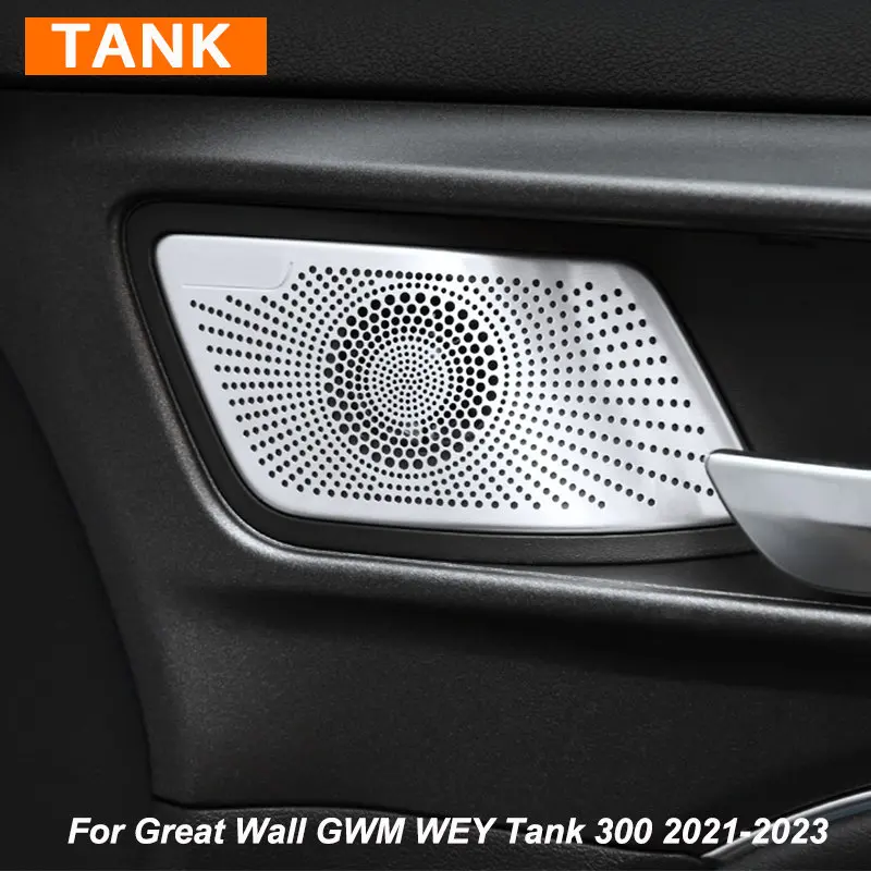 

For Great Wall GWM WEY Tank 300 2021-2023 Car Door Handle Loudspeaker Cover Decorative Frame Stainless Steel Accessories