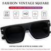 Trendy Square T-shaped Sunglasses Mens Womens Oversized Flat Top Shades Retro 70s Rectangle Driving Goggles UV400 4