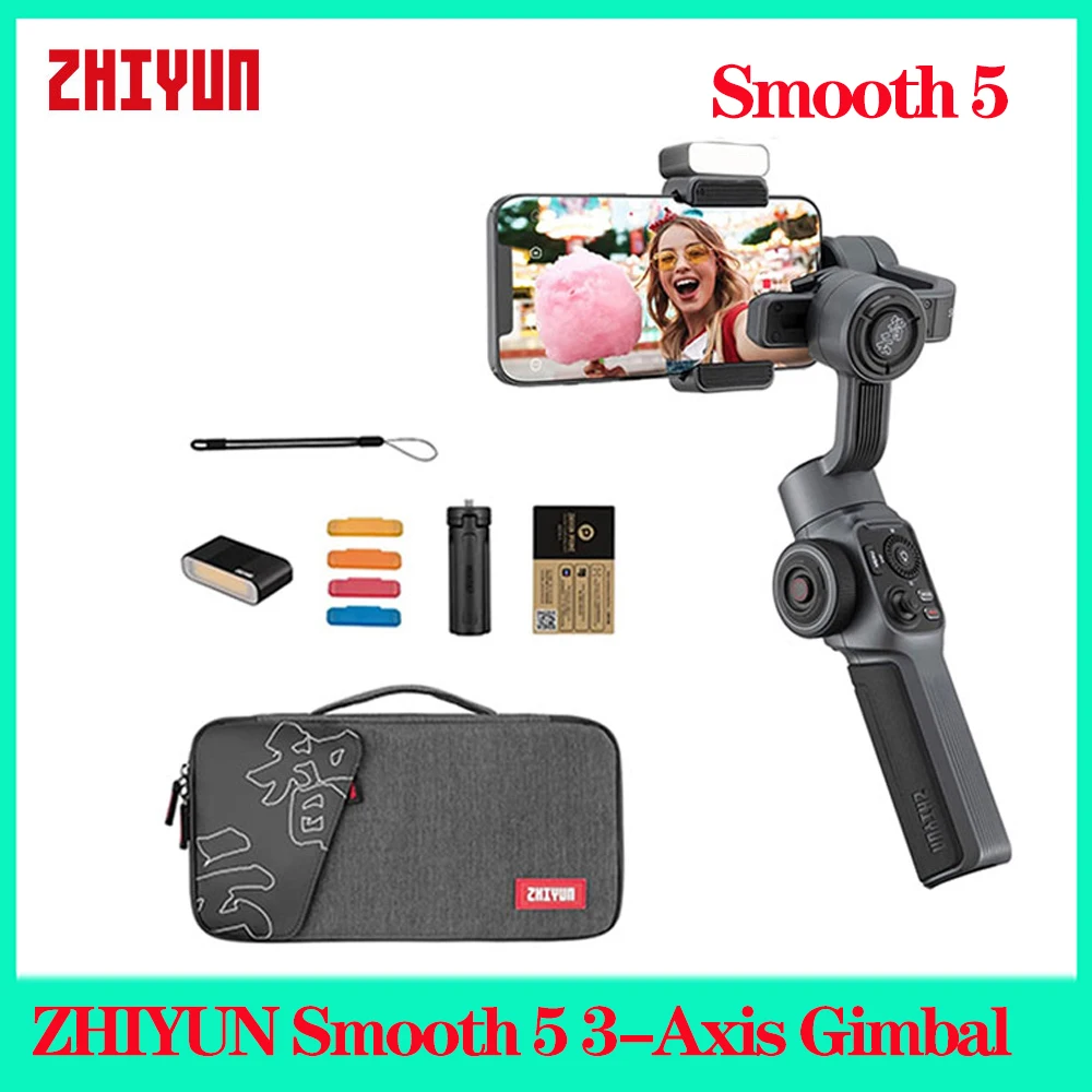 

3-осевой карданный стабилизатор ZHIYUN Smooth 5 для телефона портативный стабилизатор для смартфона iPhone 14 Pro Max/Huawei/Xiaomi Мобильный телефон