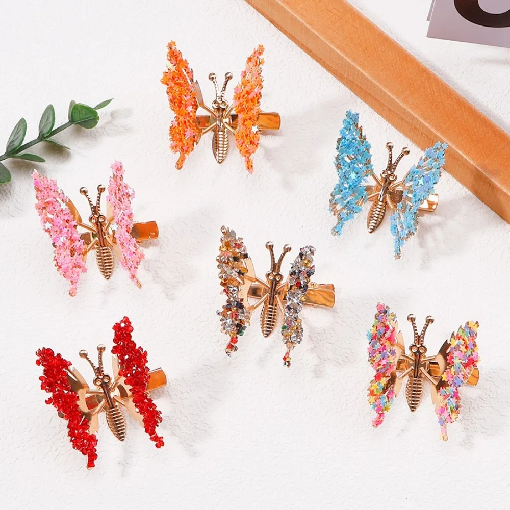 2 Teile/satz Metall Wird Bewegen Simulation Schmetterling Haar Clips Für Frauen Mädchen Haarnadel Entenschnabel Clip Headwear Mode Haar Zubehör