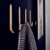 Brass Wall Hook Self Adhesive Brass Hooks Behind-door Key Clothes Hanger Hook J Shaped Towel Holder Bathroom Kitchen Accessories 4