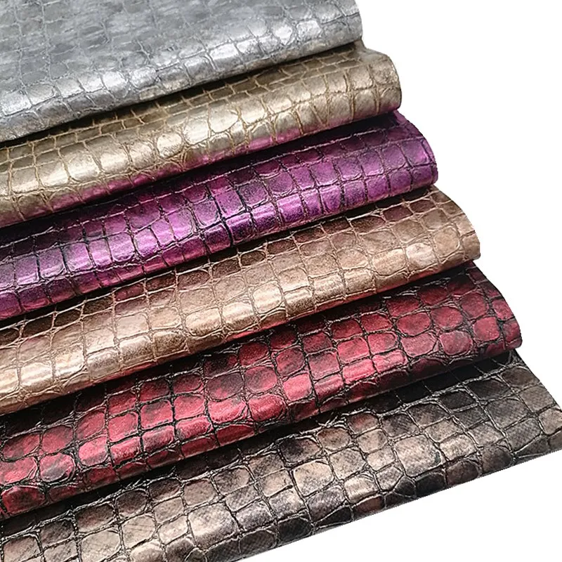 Vintage Crocodile Embossed Synthetic Leather Fabric Sheets Faux Leather For Bags Shoes Bows Diy Craft Sheets Mini Rolls W113