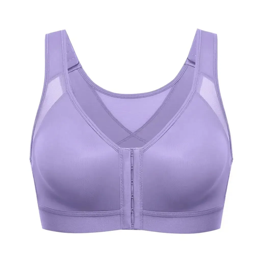 Women's Posture Front Closure Bra Plus Size Full Coverage Unlined Wireless Back Support