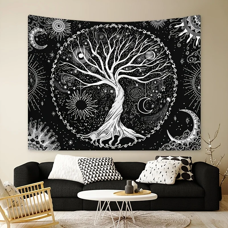 Tree Print Frosted Tapestry 75x58cm Wall Hanging 1 Pcs tapestry decor