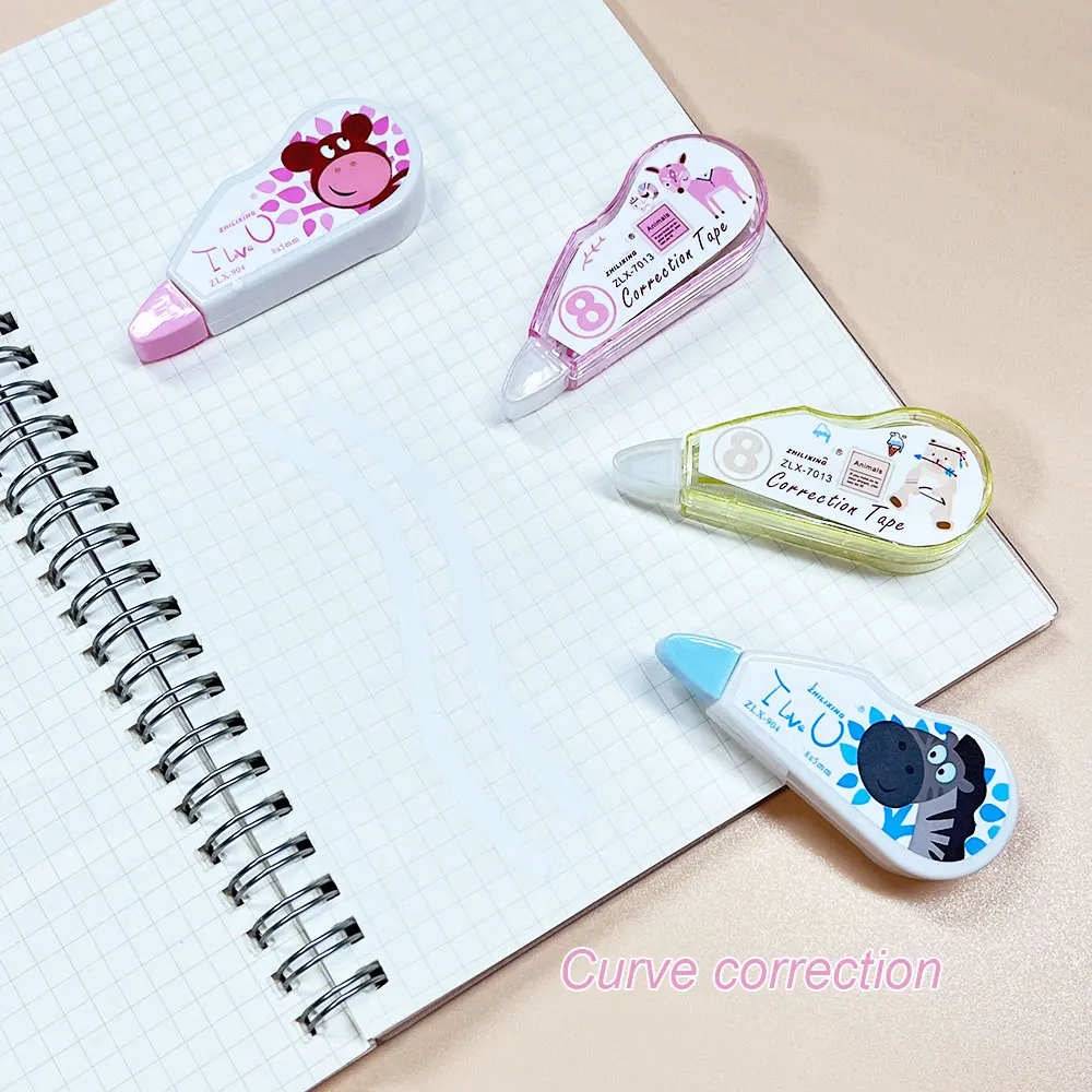 4Pcs Mini Correction Tape, Cartoon Cute Student Error Correction Supplies, Office Financial Correction Tape