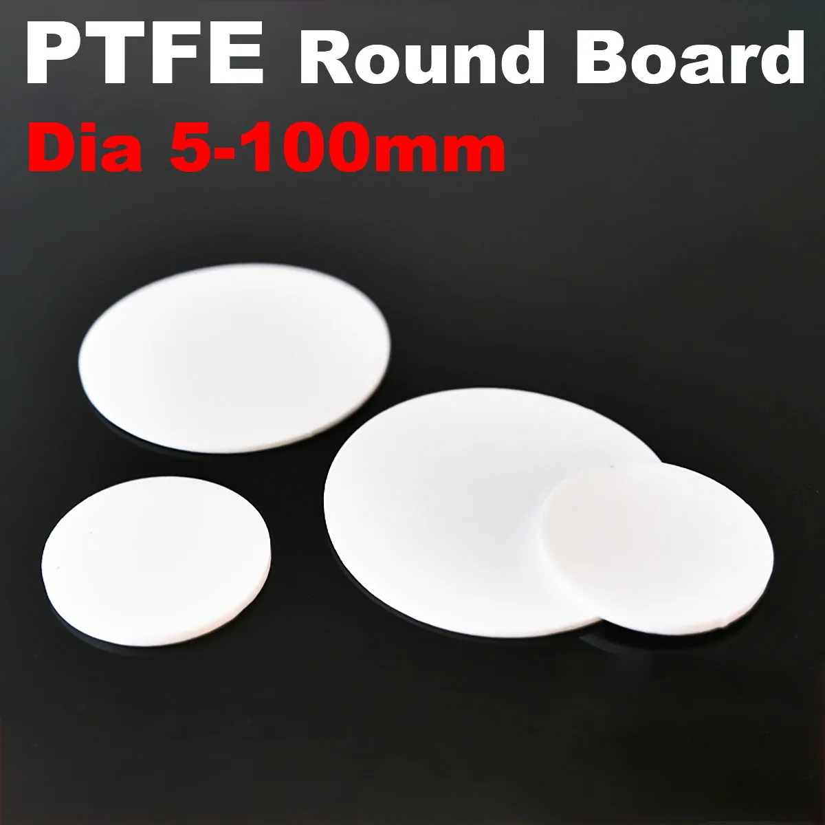 10 Pcs PTFE Solid Round Sheet Thick 0.5/1/1.5/2/3/4/5/6/8/10 Diameter 10-100mm Board Seal Gasket Pad High Temperature