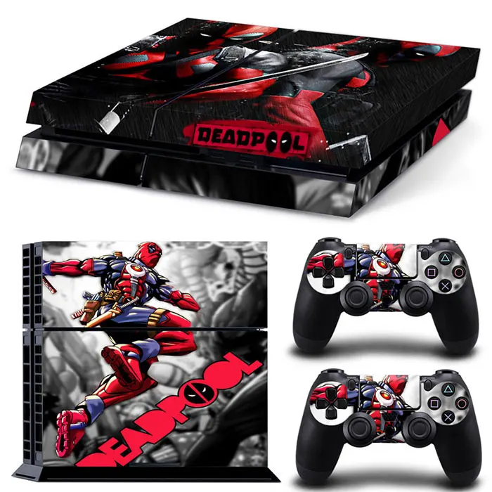 Marvel Deadpool Vinyl Skin Sticker for PS4 Slim Console and 2 Controllers Decal Cover Game Accessories 