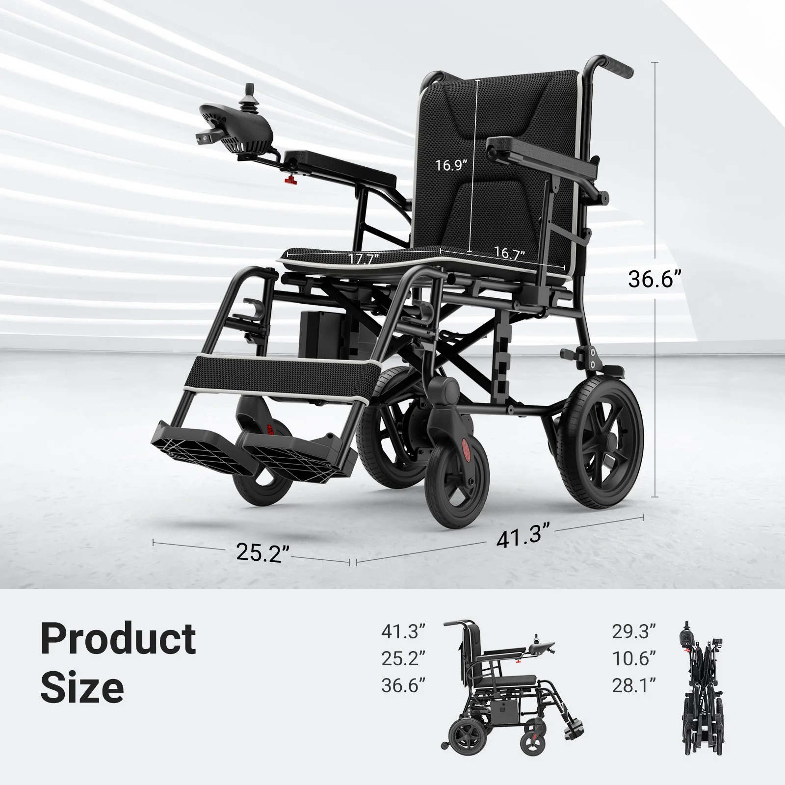 Sedia a rotelle elettrica per adulti Telaio in lega di alluminio con capacità di 220 libbre con luce a LED per scooter portatile per anziani - immagine 6