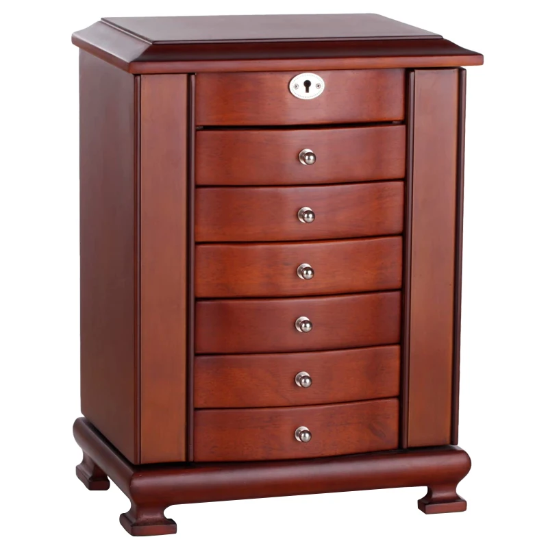 Caja Joyas 4 Capas Joyero De Madera Rústica Con Espejo - Caja Organizadora 4 Niveles Para Todas Tus Joyas Organizador Joyas Anillos Aretes