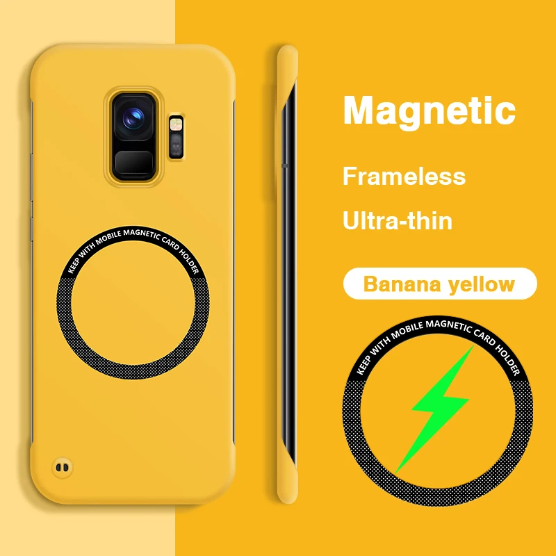 Sleek Magnetic Frameless Hard Candy Color Phone Case with Wireless Charging Support