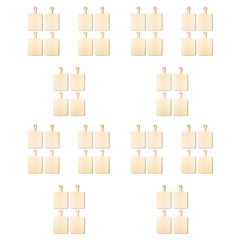 

48Pcs Blank Mini Wooden Cutting Boards With Handle Small Cutting Board DIY Home Kitchen Cooking Vegetable Decor A