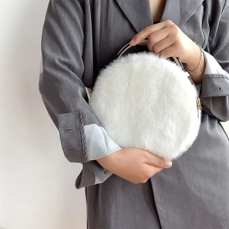 Fashion New Women's Bags High-end Mink Fur Bags Mink Literary Women's Shoulder Bags Niche Design Messenger Bags Trendy Handbags