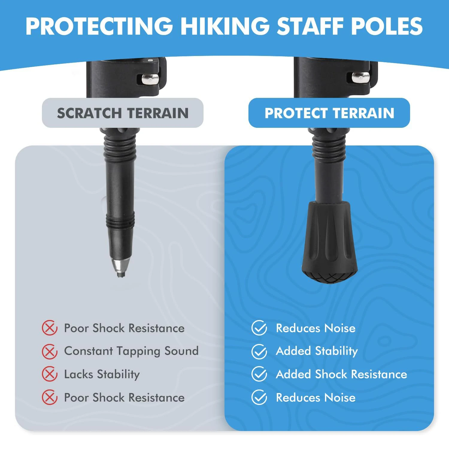 Walking Stick Tips Anti-Slip Rubber Tips Trekking Poles Durable Hiking Stick Tip Protectors Walking Accessories 1-10Pc
