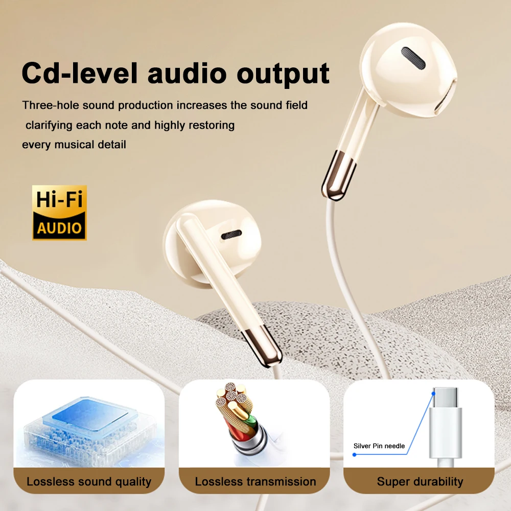 Premium Dolby Surround Sound Wired Headphones with Mic and Type-C Connector