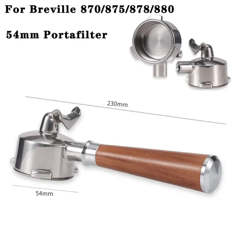 54mm Coffee Portafliter for Breville 8 Series 304 Stainless Steel Double Mouth Handle Filter Espresso Machine Barista Utensils