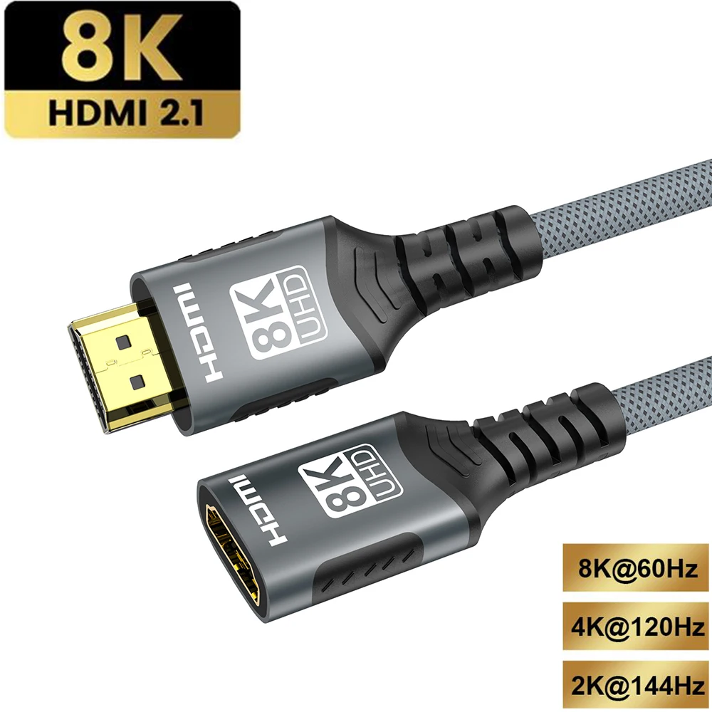 HDMI 2.1 تمديد كابل 8K HDMI 2.1 كابل ذكر إلى أنثى...