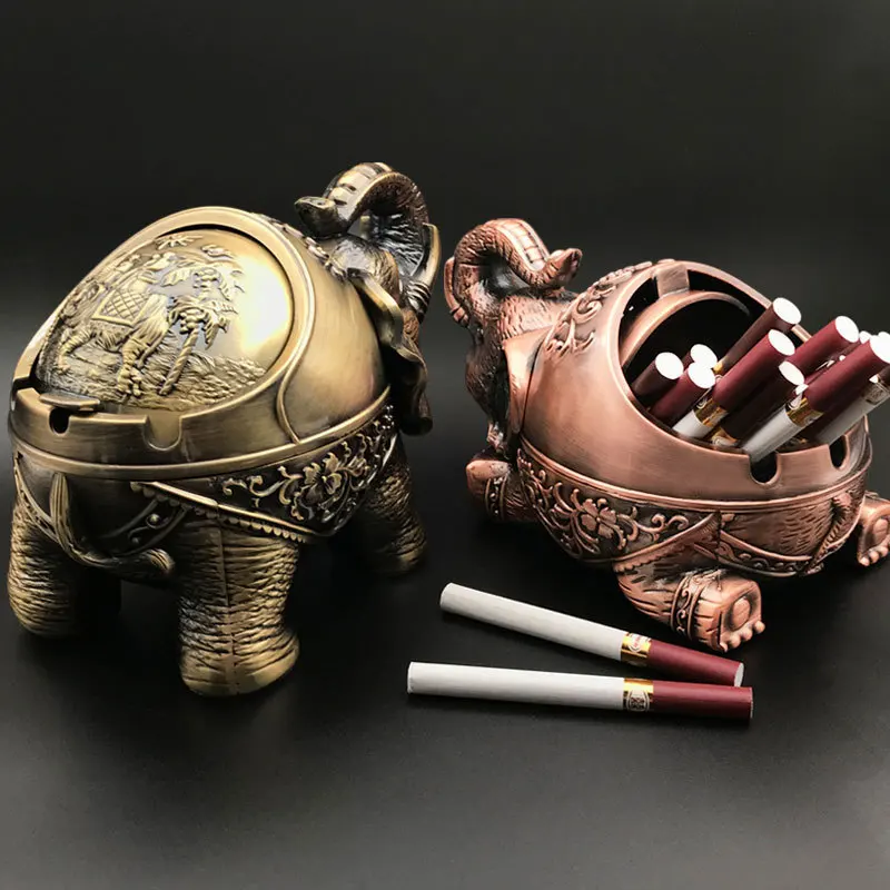 

elephant Nordic Light Luxury Anti-fly Ash Windproof Ashtray with lid Personality Spherical decor Hotel Household Ashtray