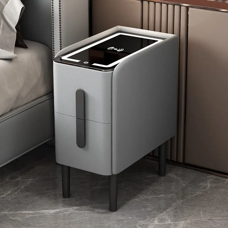 Ultranarrow Smart Bedside Table Small Extremely Narrow Modern Wireless