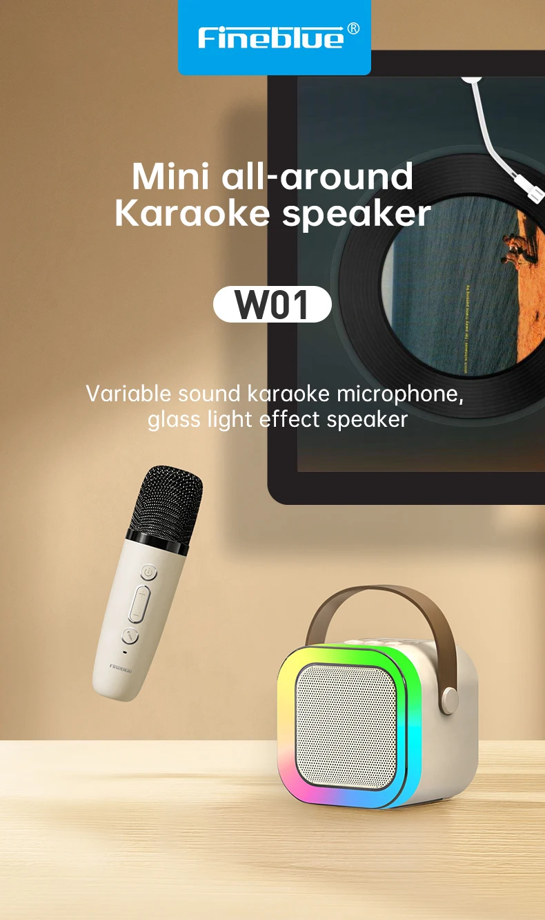 Fineblue W01 Bluetooth Speaker | Portable Karaoke HIFI Stereo Speaker Fineblue W01 Bluetooth Speaker | Portable Karaoke HIFI Stereo Speaker