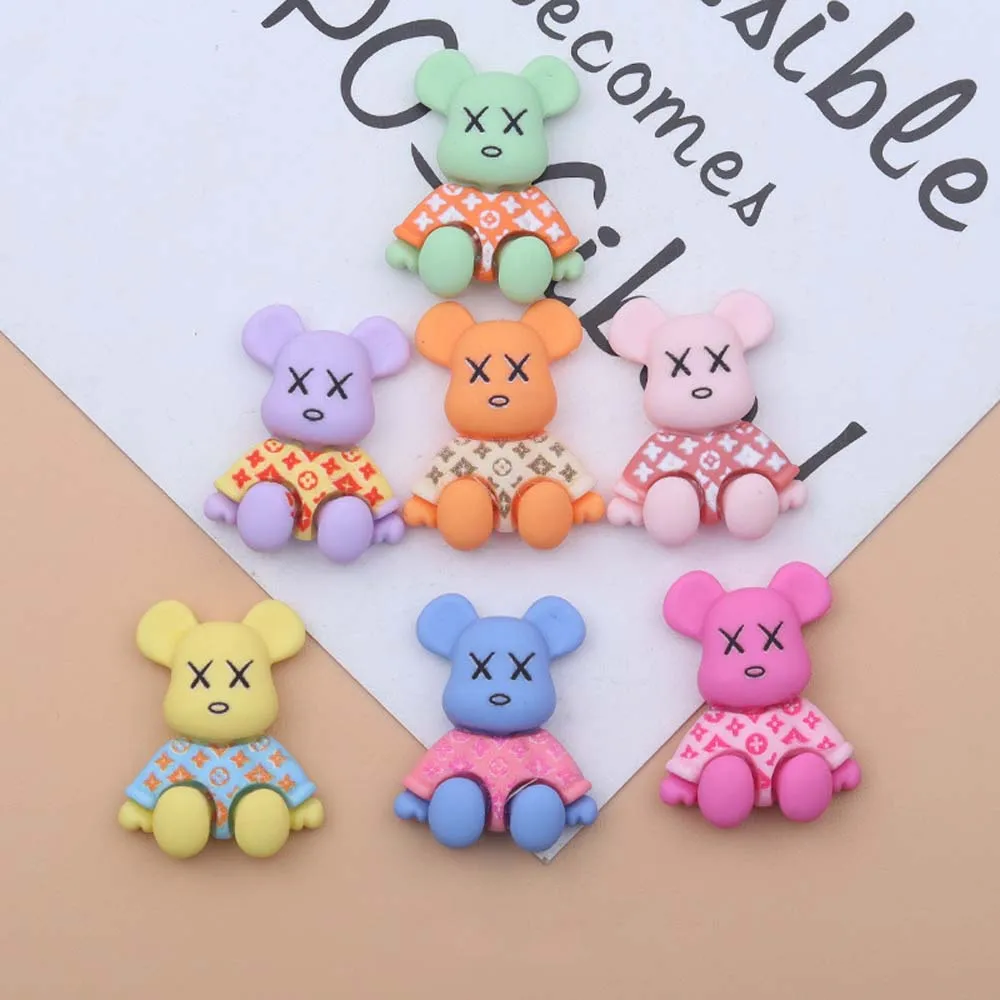 

10Pcs Cute Bear Nail Art Charm 3D Cartoon Resin Macaron colored Violent Bear Nail Decoration DIY Fashionable Nail Accessories