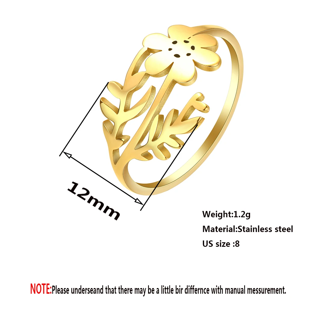Anillo Geométrico de Flor y Hoja Vintage (Acero Inoxidable Dorado) Sb5adfaaed86f4c8a8214492ca44c36811