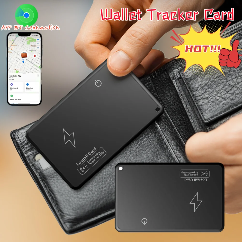 1/2PC Wireless Charging Tracking Location Mini Wallet Tracker Card Waterproof GPS Locator Work For Iphone Find My App BT Tracker gps tracker gps locator anti lost tracker bluetooth tracker bluetooth gps tracker bluetooth finder wallet tracker
