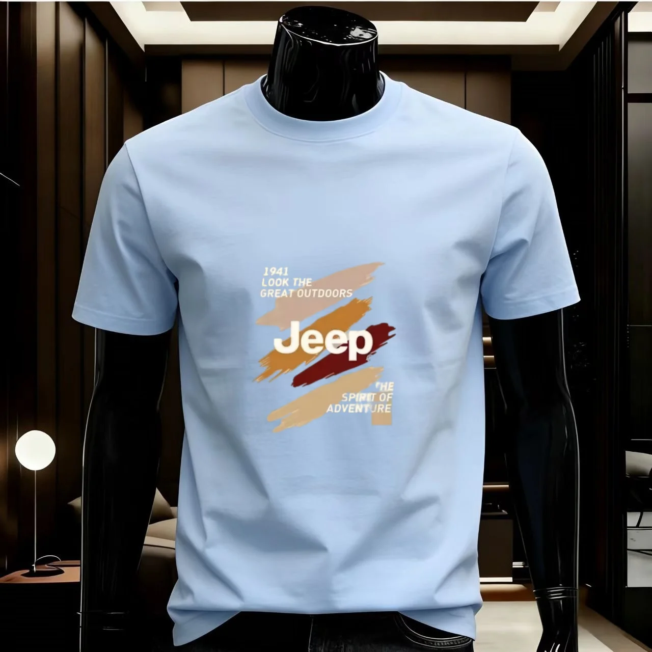 Summer Jeep High-Quality T-Shirt, with a Round Neckline, Made of Pure Cotton, Breathable and Comfortable. Men's Casual Style, Wi