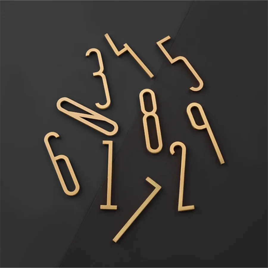 Solid Brass Self-Adhesive Gold Decorative English Letters Home Decoration Copper Letter House Number DIY Shop Name