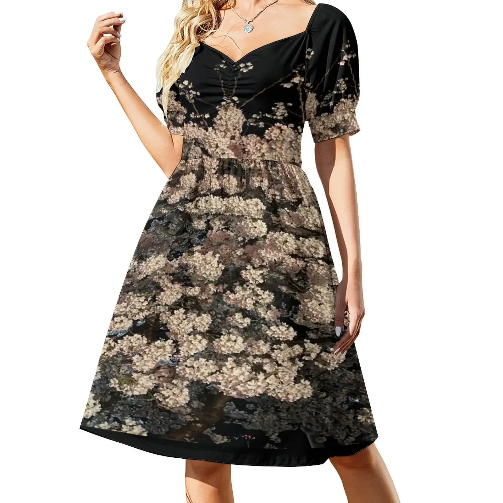 

Under the night sky a Cherry Blossom in full bloom Sleeveless Dress summer dresses for women 2024