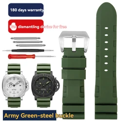 Multicolor Silicone Rubber Watch Band Strap - 22mm/24mm - 24mm width (Green Silver)