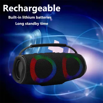 Powerful Bluetooth Speaker LED Light Portable Outdoor Speakers Dual 4'' Subwoofer Sound Box Support 4