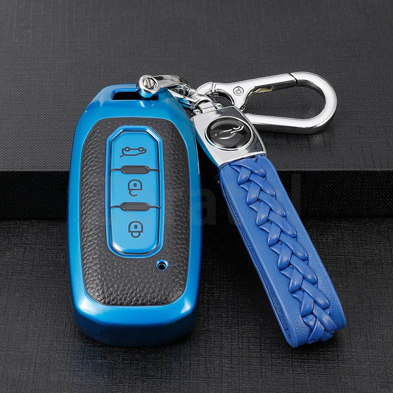 3 Buttons TPU Leather Car Remote Key Case Cover for Ford Territory EV