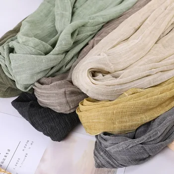 Primavera e l'estate nuovo filato tinta unita sciarpa di cotone e lino nappa scialle artistico stampa Versatile cotone e lino 1