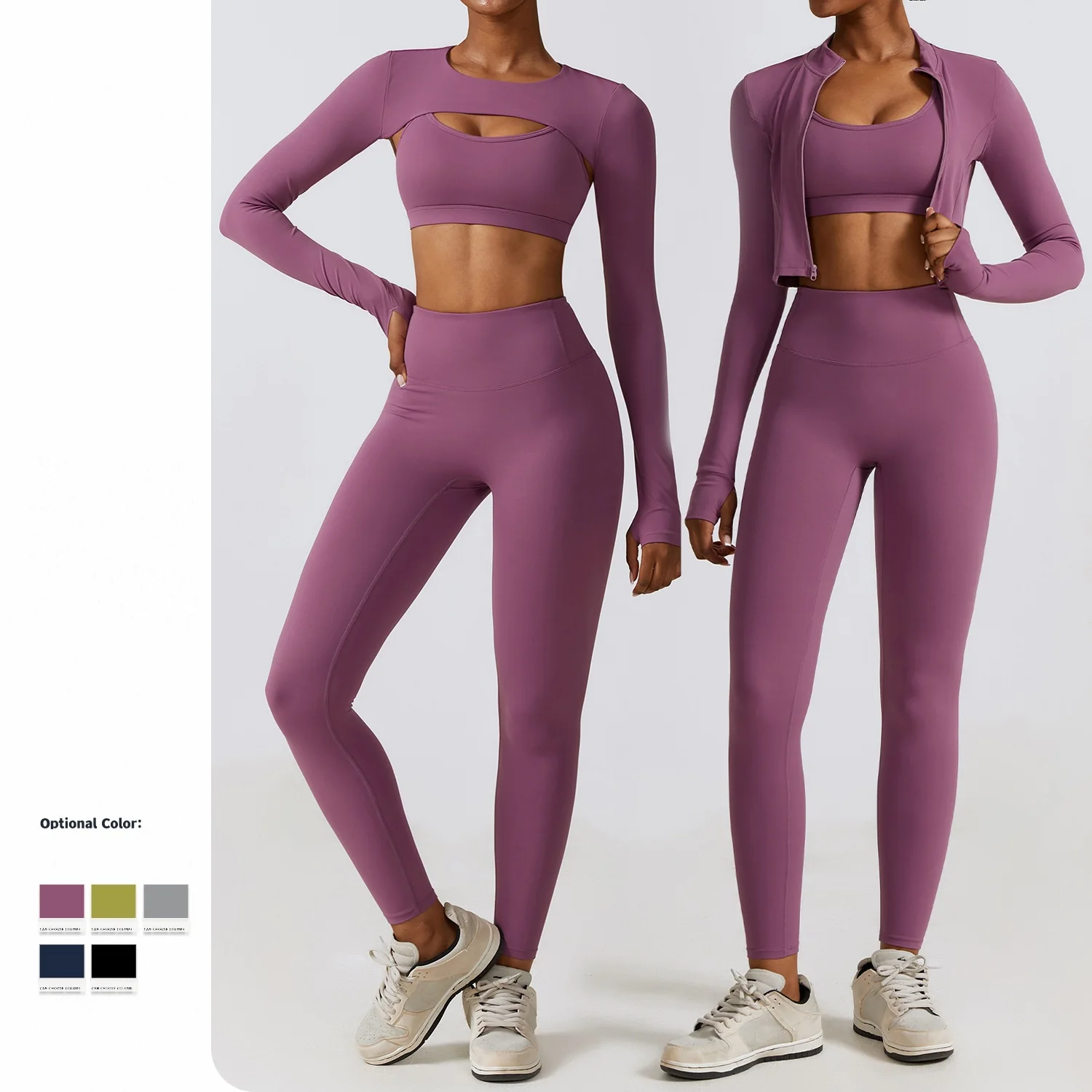 Women's 2023 Autumn New Spicy Girls Street Fashion Sports Style Yoga 3-piece Set Quick Drying Fitness Pants