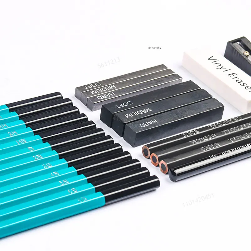 전문 드로잉 연필 스케치 세트, 연필 샤프너 지우개 도구, 미술 용품, 전체 아티스트 키트, 26 개