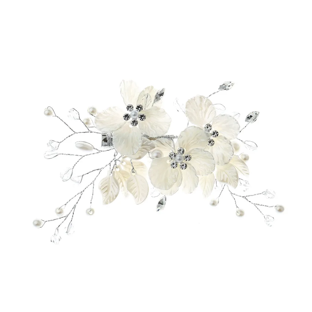 진주 크리스탈 헤어 클립 미니멀리스트 잎사귀 디자인 신부 웨딩 헤어핀 여성 소녀 꽃 합금 장식 웨딩 헤어 클립