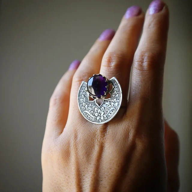 14 Karat Vintage Purple and Pink Stone Ring - Avianti