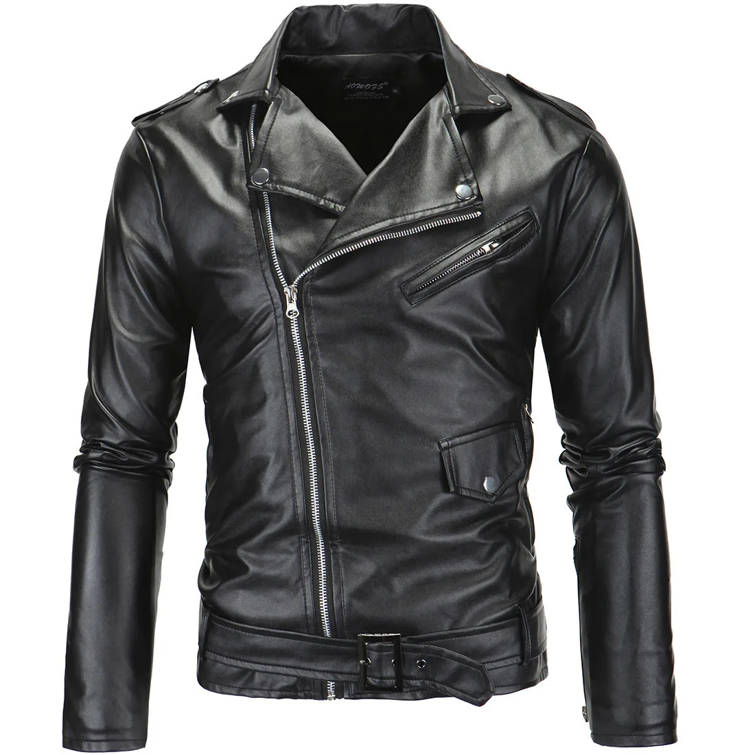 Men Slim White Leather Jackets Oblique Zipper Motorcycle Jackets New Men Outwear Moto Biker PU Leather Coats Size 4XL 3