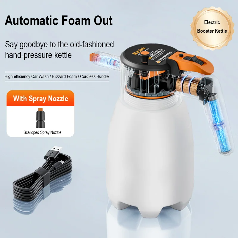 EAFC 1.7L Electric Foam Sprayer Rechargeable Car Wash Foam Generator for Auto Cleaning Foam Lance Endurance Car Washing tools 2