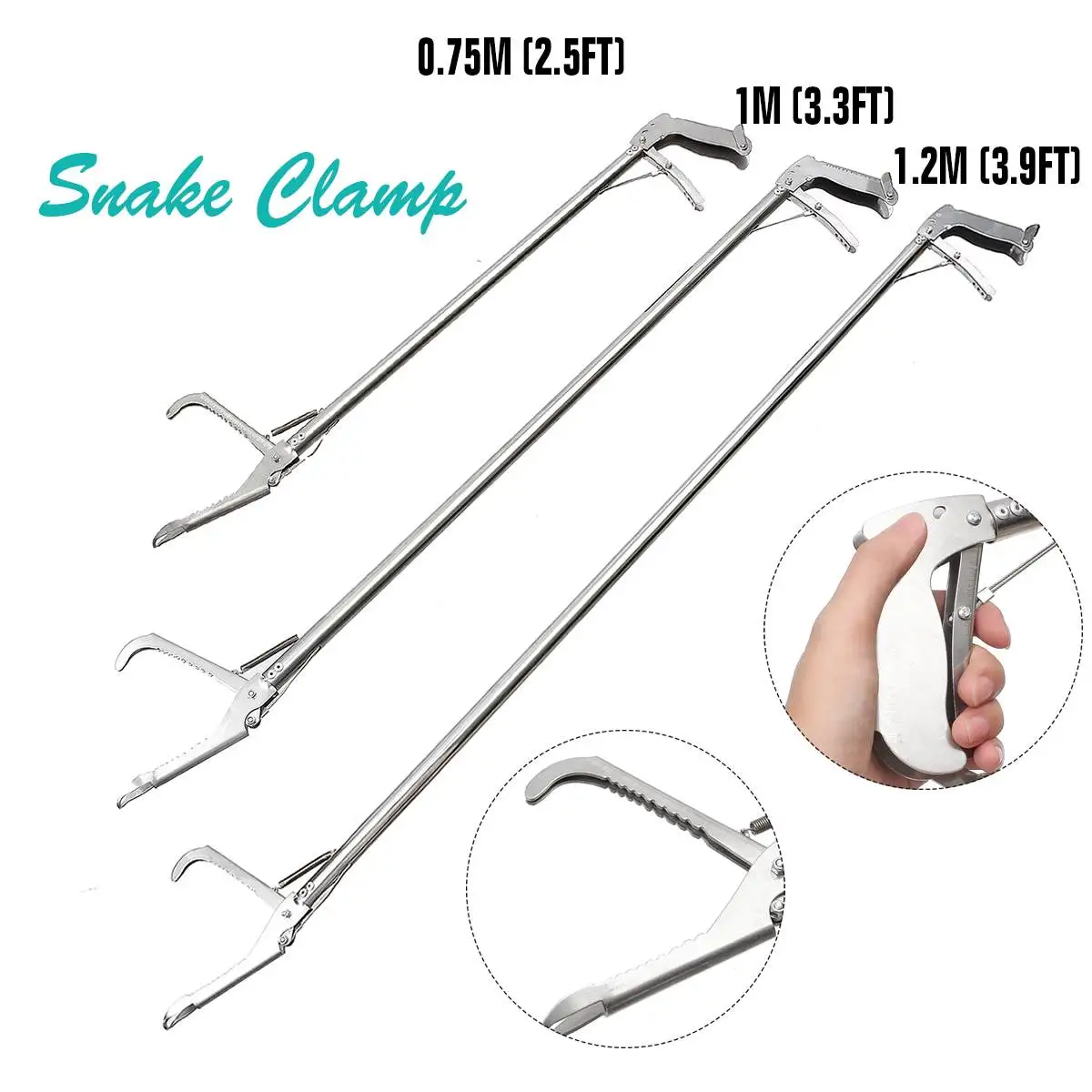 Foldable Reptile Snake Tongs Stick Grabber Foldable Catcher Wide Jaw Tool Heavy Duty Pest Control Products Gloves Snake Bag