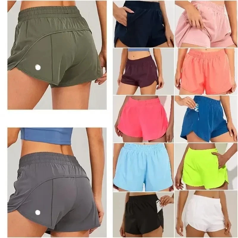 

LL Womens Yoga Outfits High Waist Shorts Exercise Short Pants Fitness Wear Girls Running Elastic Adult Pants Sportswear