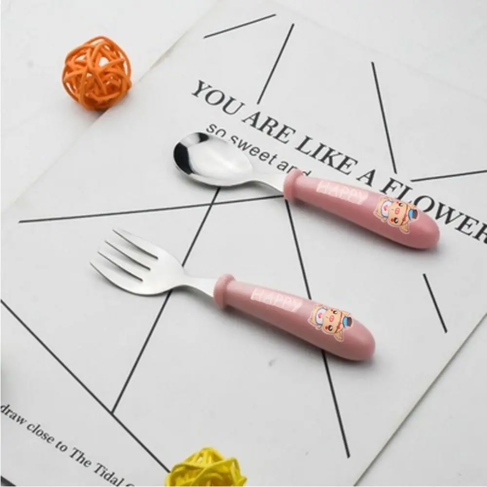 Stainless Steel Baby Tableware Set Fork Spoon Feeding Utensils