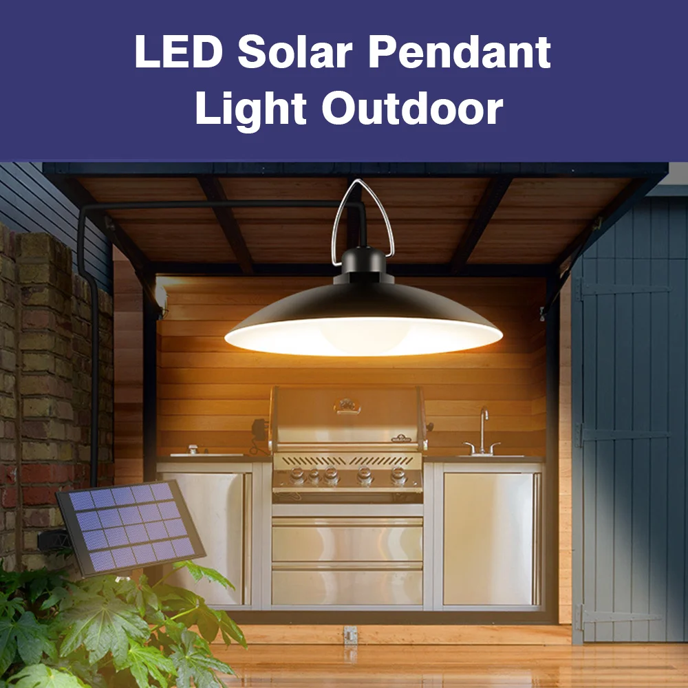 Solar Pendant Light Dual Head Outdoor Waterproof Solar Powered Shed Lights Rechargeable LED Ceiling Lamp Auto Illuminating Hangi