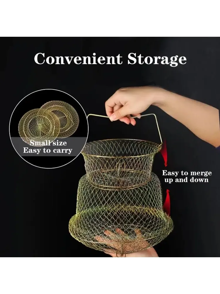 Goture Foldable Fishing Net Metal Wire Portable Fishing Trap Network Fish Crabs Squid Shrimp Mesh Cage Cast Nets Tool fishing net fishing traps crayfish catcher crab traps